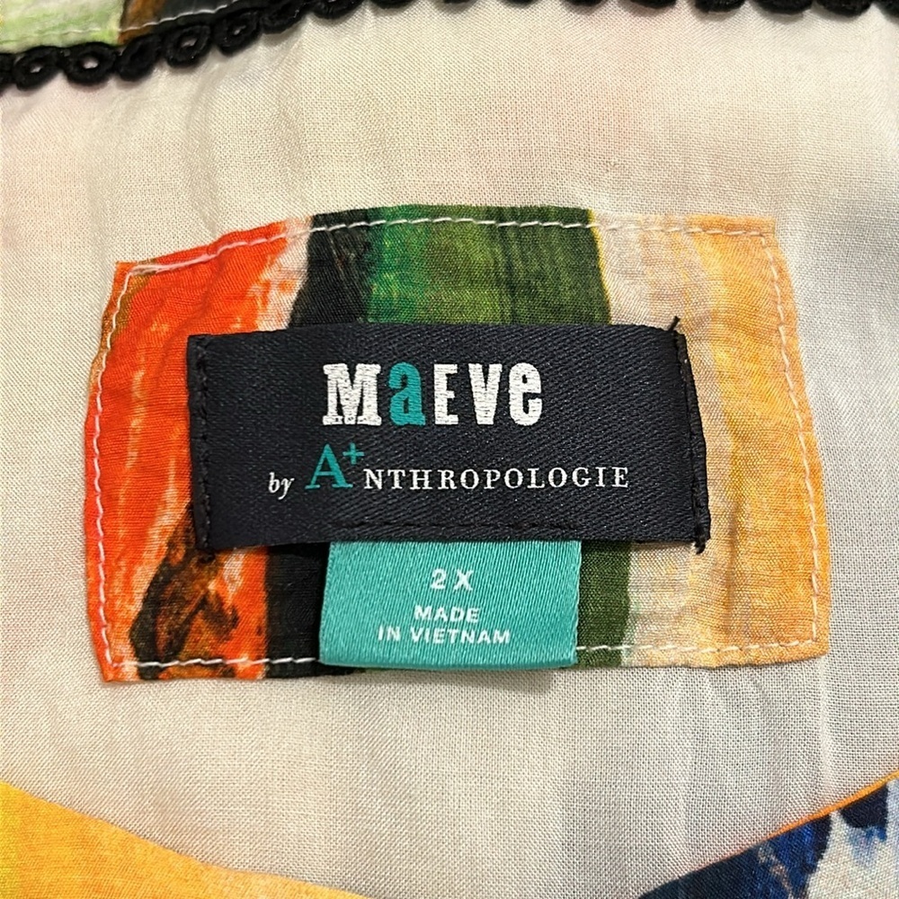 Anthropologie Maeve Suzannah Colorful Rainbow Abstract Print Maxi Dress Size 2X - Picture 16 of 16